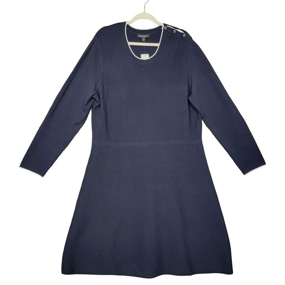 NWT BANANA REPUBLIC Blue Long Sleeve Button Shoulder Sweater Dress SIZE XXL - Picture 2 of 11